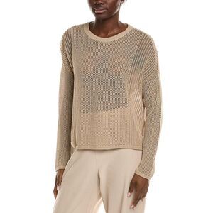 Eileen Fisher Womens  Crewneck Linen-Blend Sweater, Brown